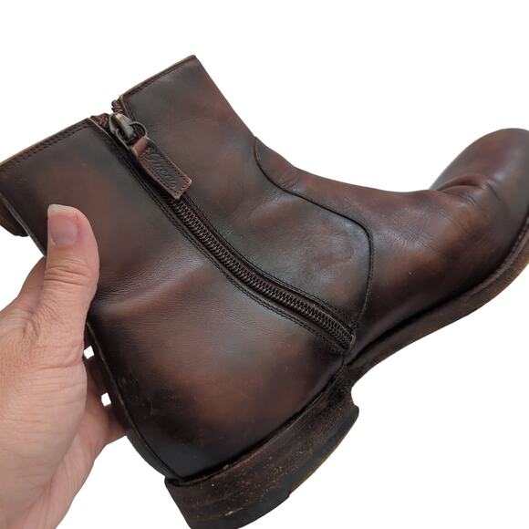 Gucci Mens Shoes Brown Leather Round Toe Zip Ankle Boots Size 8.5 Made in Italy - Picture 3 of 14